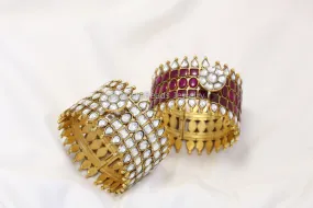 Premium Designer Jadau Kundan Bangle (2.6 Openable) - ABJ-B101