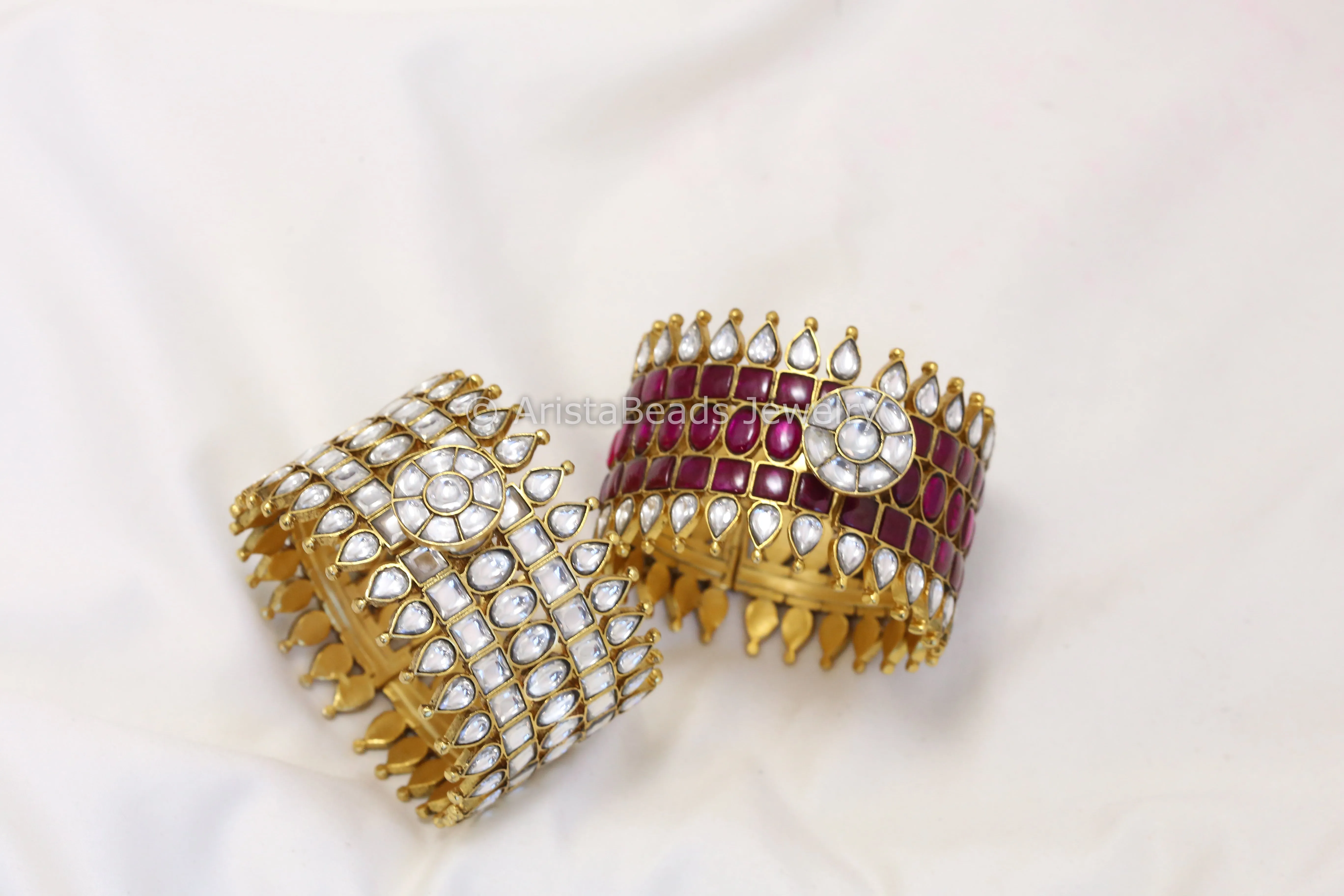 Premium Designer Jadau Kundan Bangle (2.6 Openable) - ABJ-B101