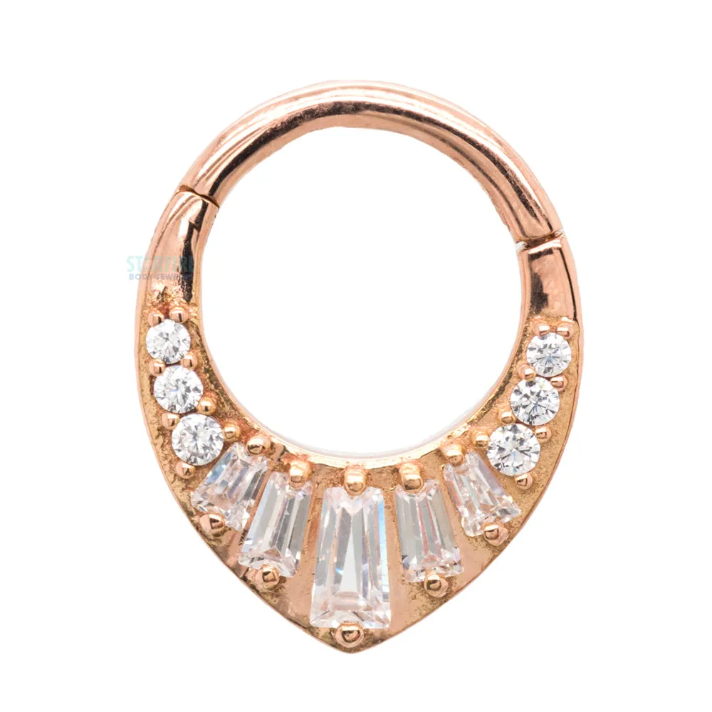 Prism Hinge Ring / Clicker in Gold with CZ's