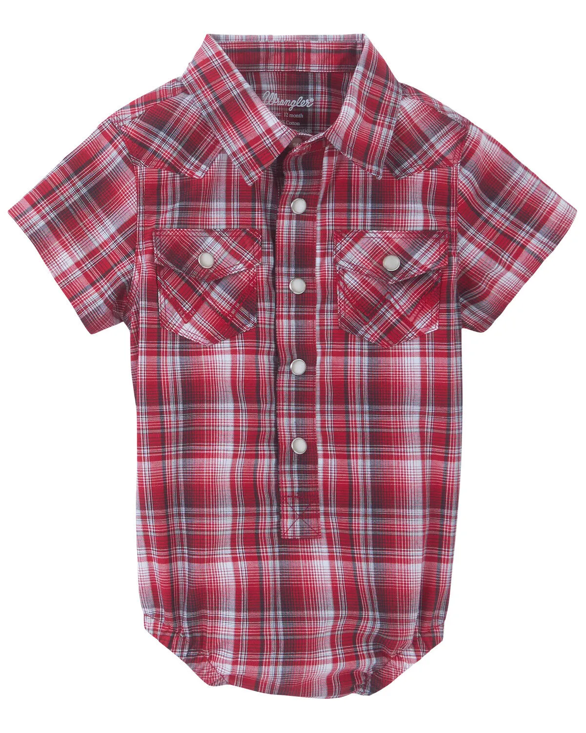 Product Name:  Wrangler Infant Boys' Plaid Print Short Sleeve Snap Western Onesie