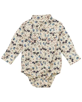 Product Name:  Wrangler Infant Girls' Horse Long Sleeve Pearl Snap Graphic Print Onesie