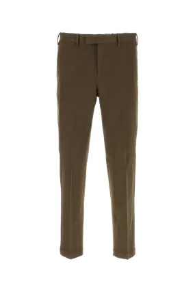 Pt Torino Brown Stretch Cotton Blend Pant