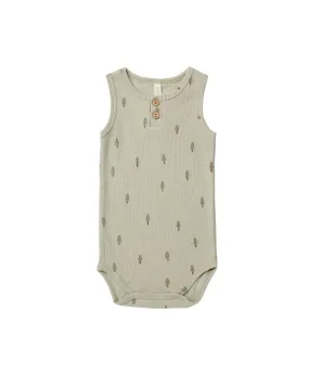 Quincy Mae Sleeveless Henley Bodysuit | Trees