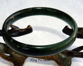 Rare Luminous Chinese Jade Deep Deep Green Bangle 57mm (NJL-2223)