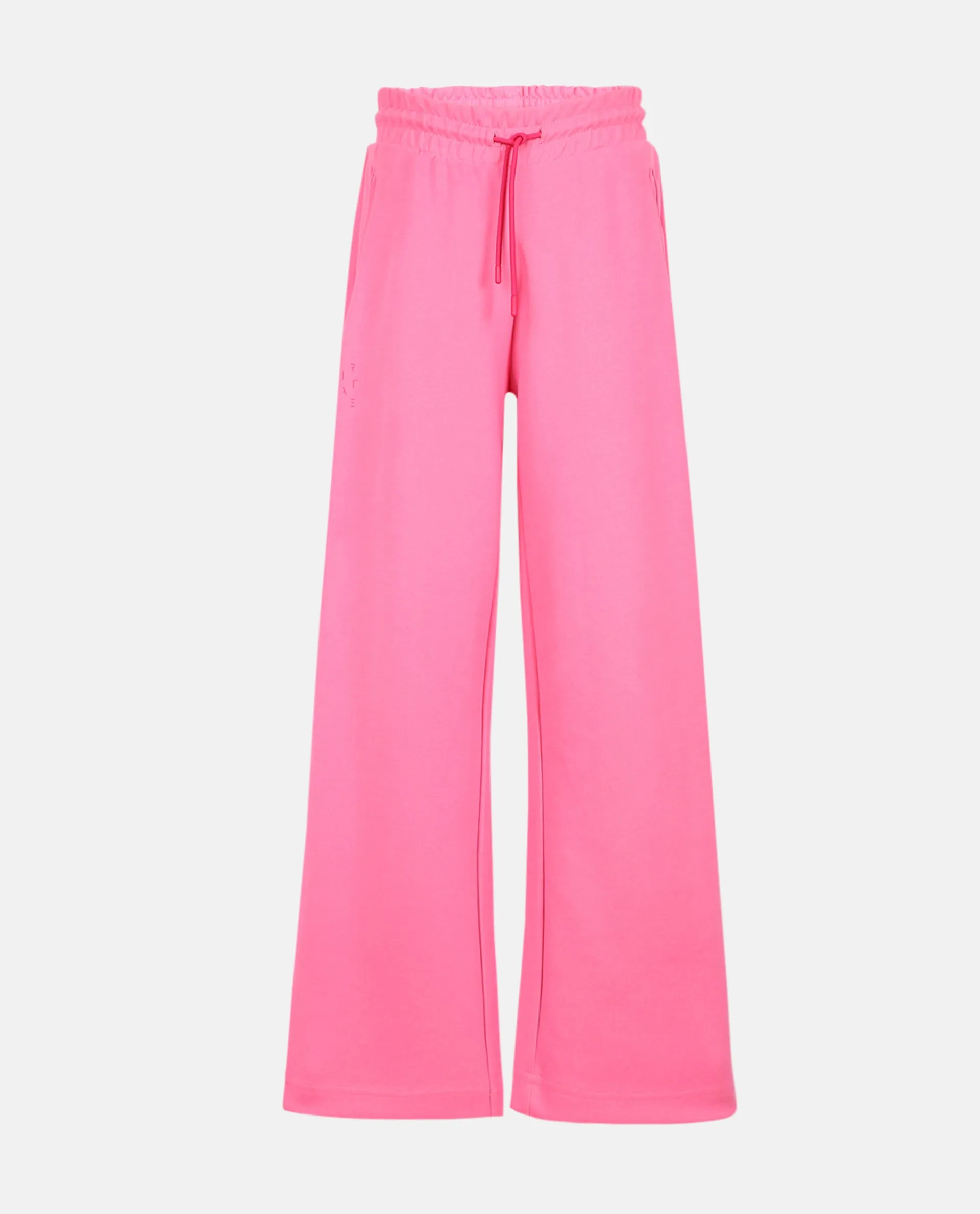 Rareism Women Capsule Flouroscent Pink Cotton Blend Fabric Relaxed Fit Solid Mid Rise Ankle Length Track Pant