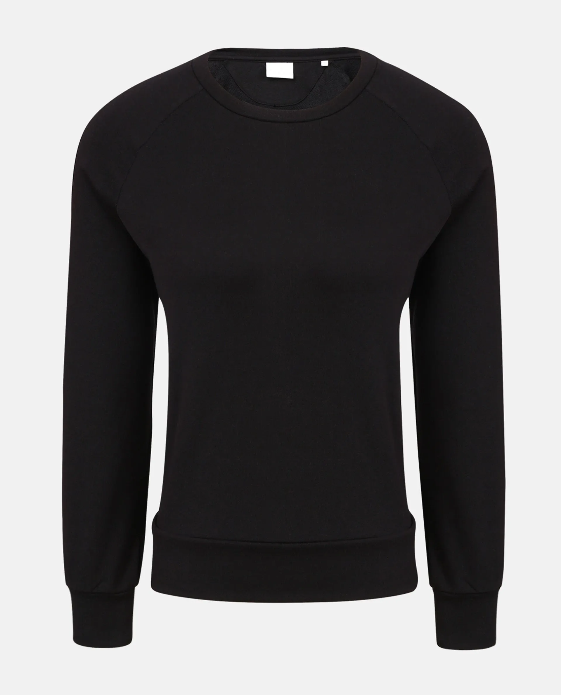 Rareism Women Cax Black Cotton Blend Fabric Relaxed Fit Full Sleeves Solid Round Neck Sweatshirt