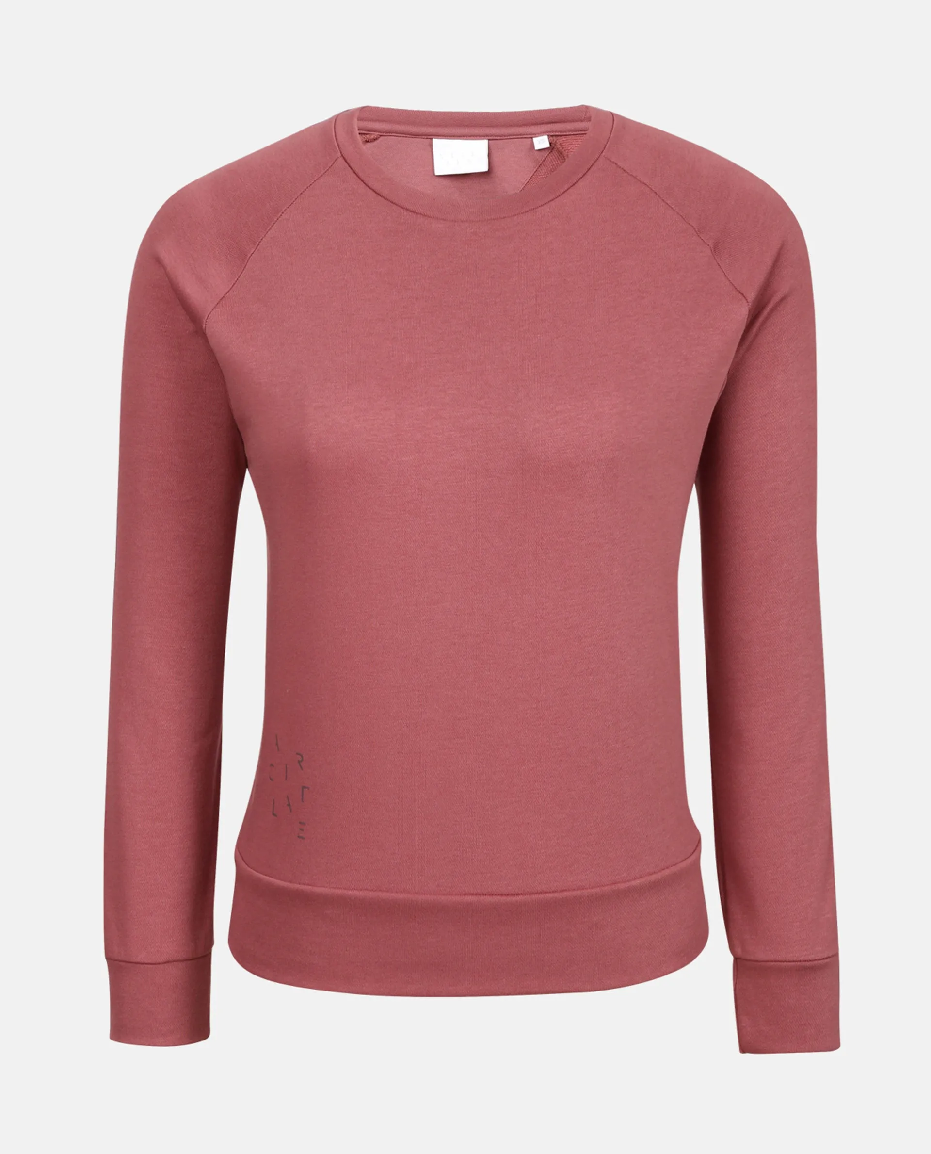 Rareism Women Cax Dark Pink Cotton Blend Fabric Relaxed Fit Full Sleeves Solid Round Neck Sweatshirt