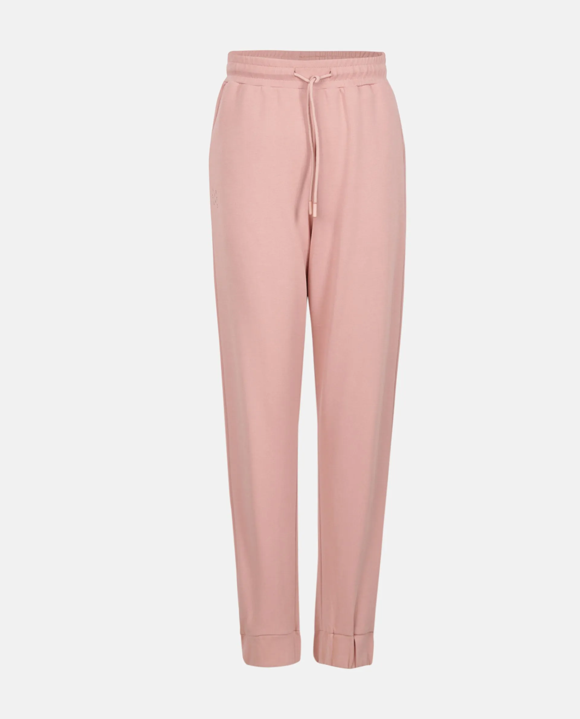 Rareism Women Creta Dusky Pink Cotton Blend Fabric Relaxed Fit Solid Mid Rise Ankle Length Track Pant