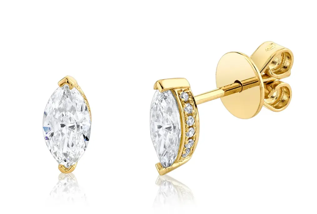 READY TO SHIP DIAMOND MARQUISE HALO STUDS