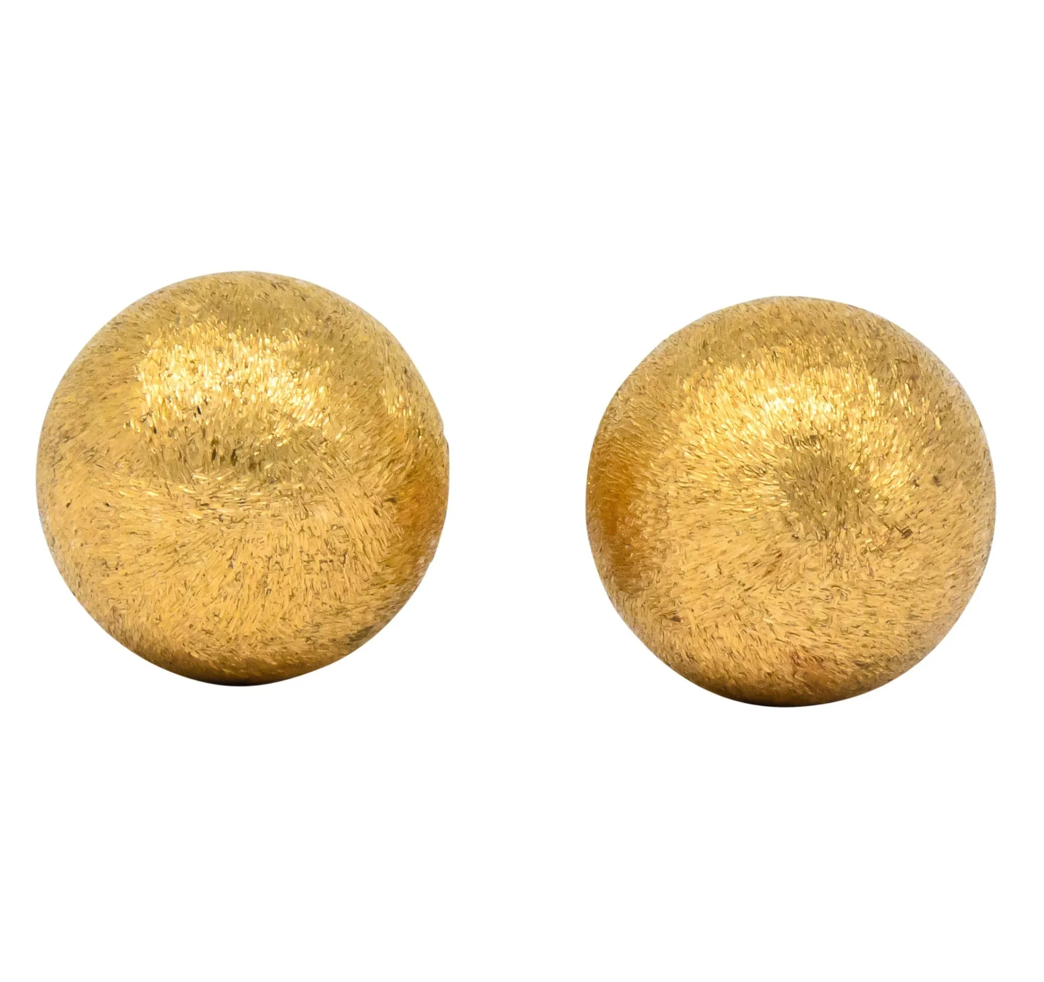 Retro Tiffany & Co. 14 Karat Gold Brushed Ball Men's Cufflinks