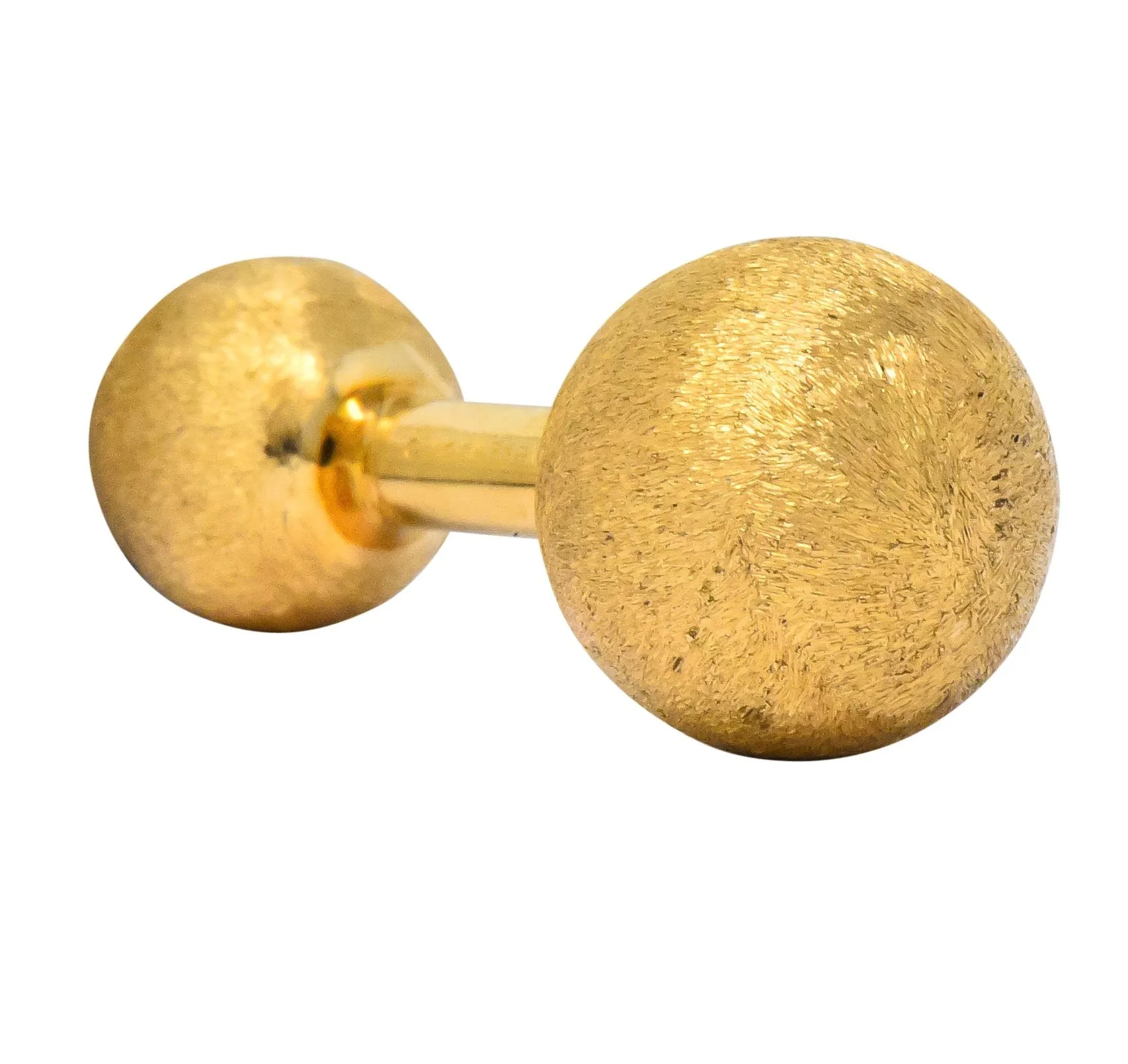 Retro Tiffany & Co. 14 Karat Gold Brushed Ball Men's Cufflinks