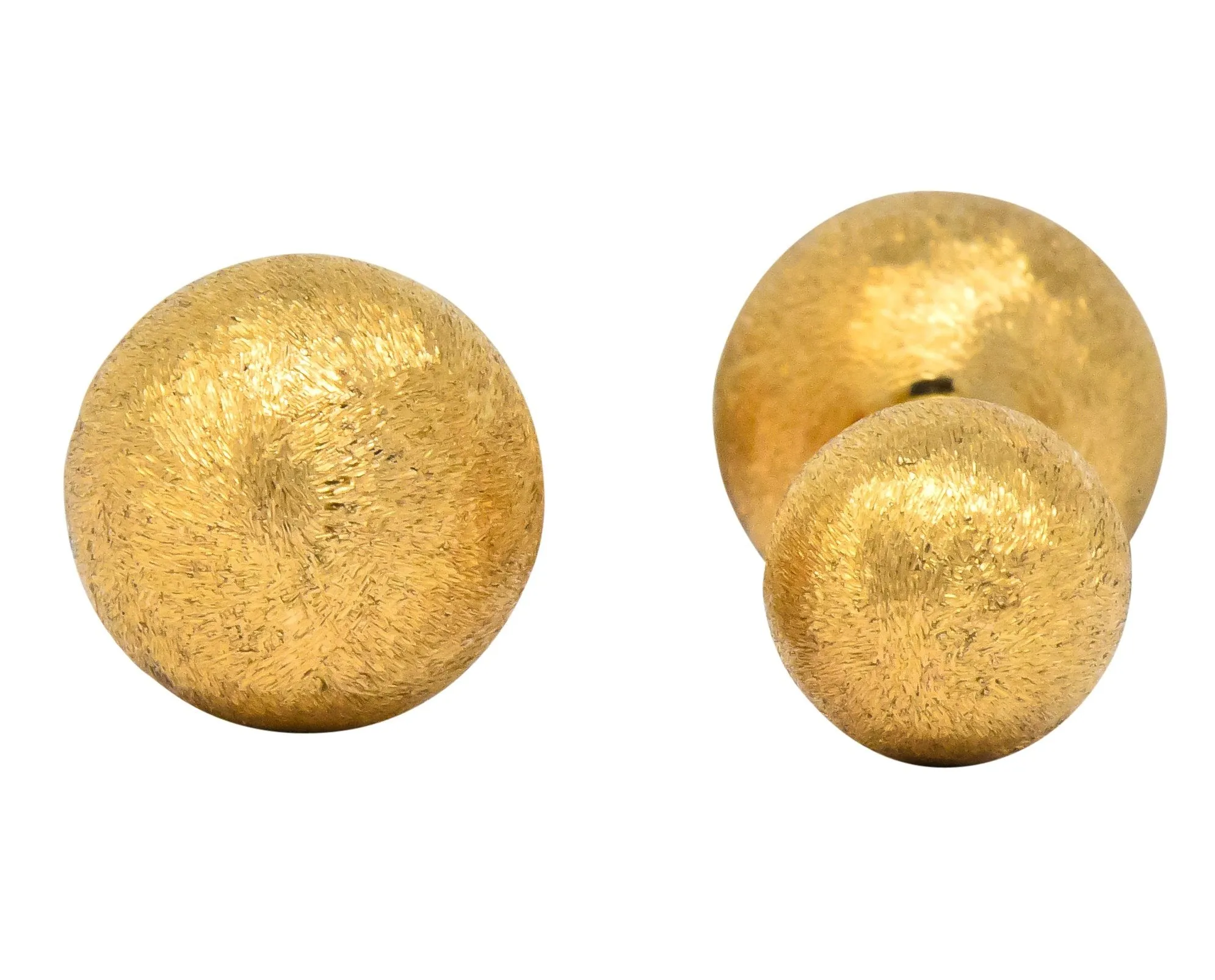 Retro Tiffany & Co. 14 Karat Gold Brushed Ball Men's Cufflinks