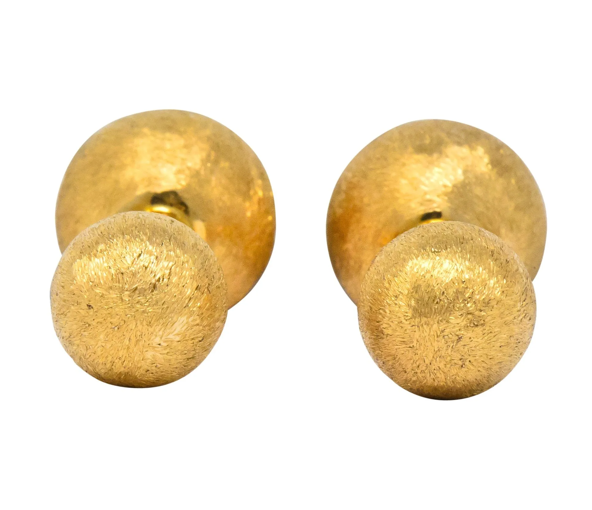 Retro Tiffany & Co. 14 Karat Gold Brushed Ball Men's Cufflinks