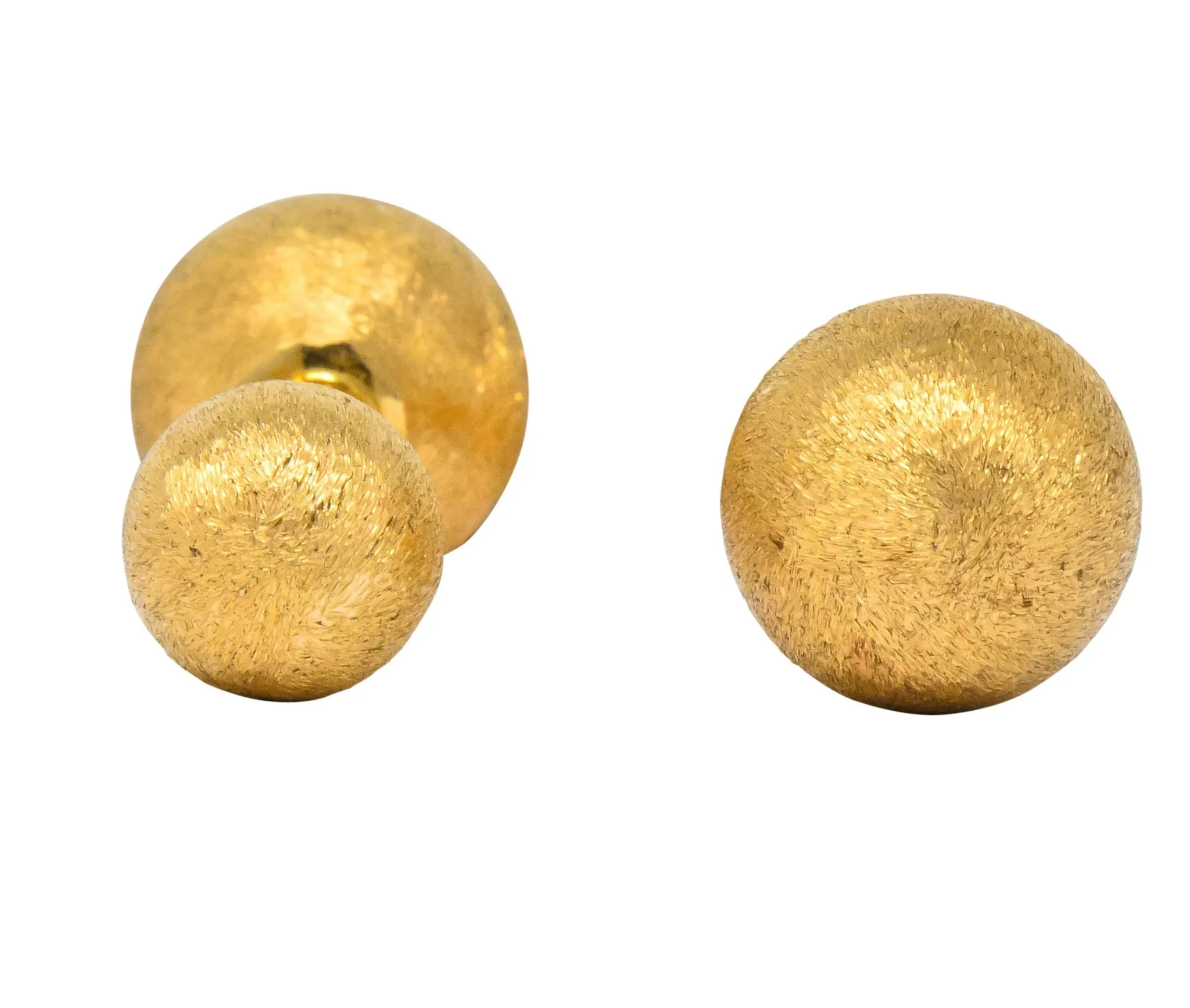 Retro Tiffany & Co. 14 Karat Gold Brushed Ball Men's Cufflinks