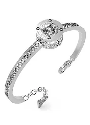 Rhodium Plated Solitaire and White Cubic Zirconia Bangle by Guess | Grattan