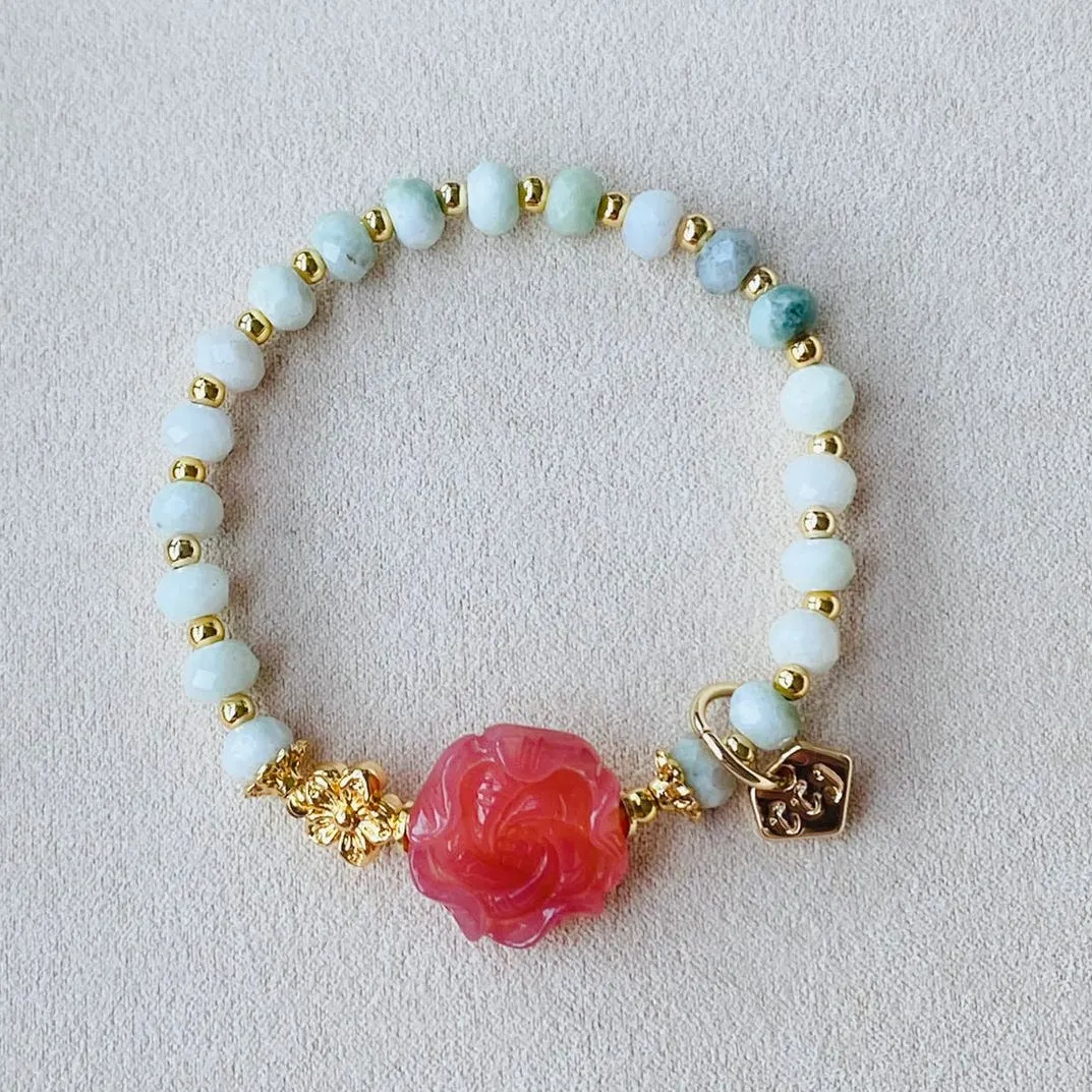 Rose Agate & Jade Bracelet