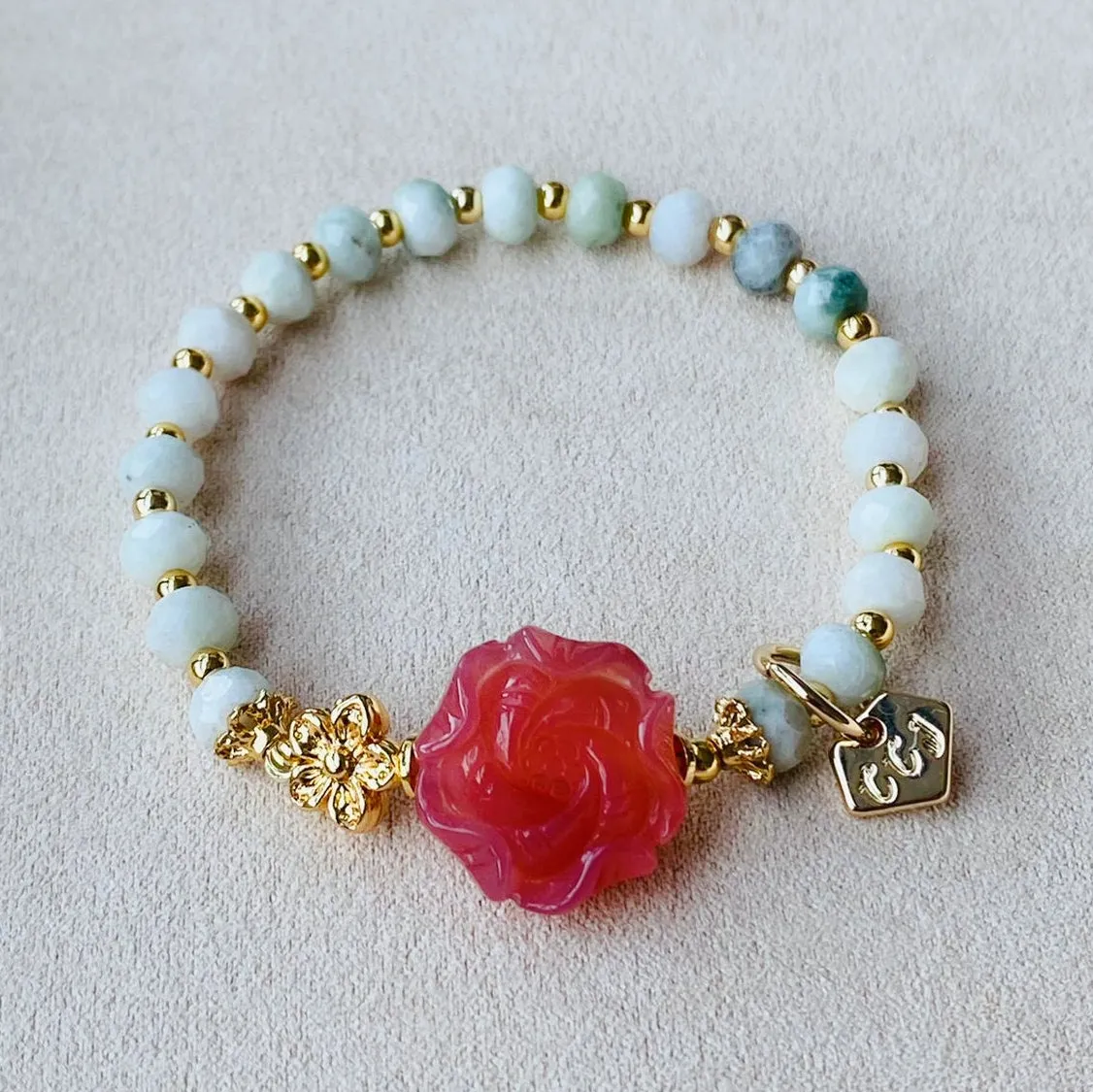 Rose Agate & Jade Bracelet