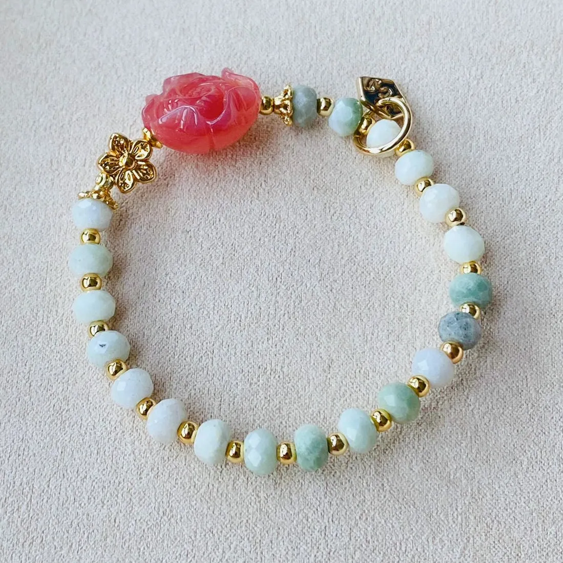 Rose Agate & Jade Bracelet