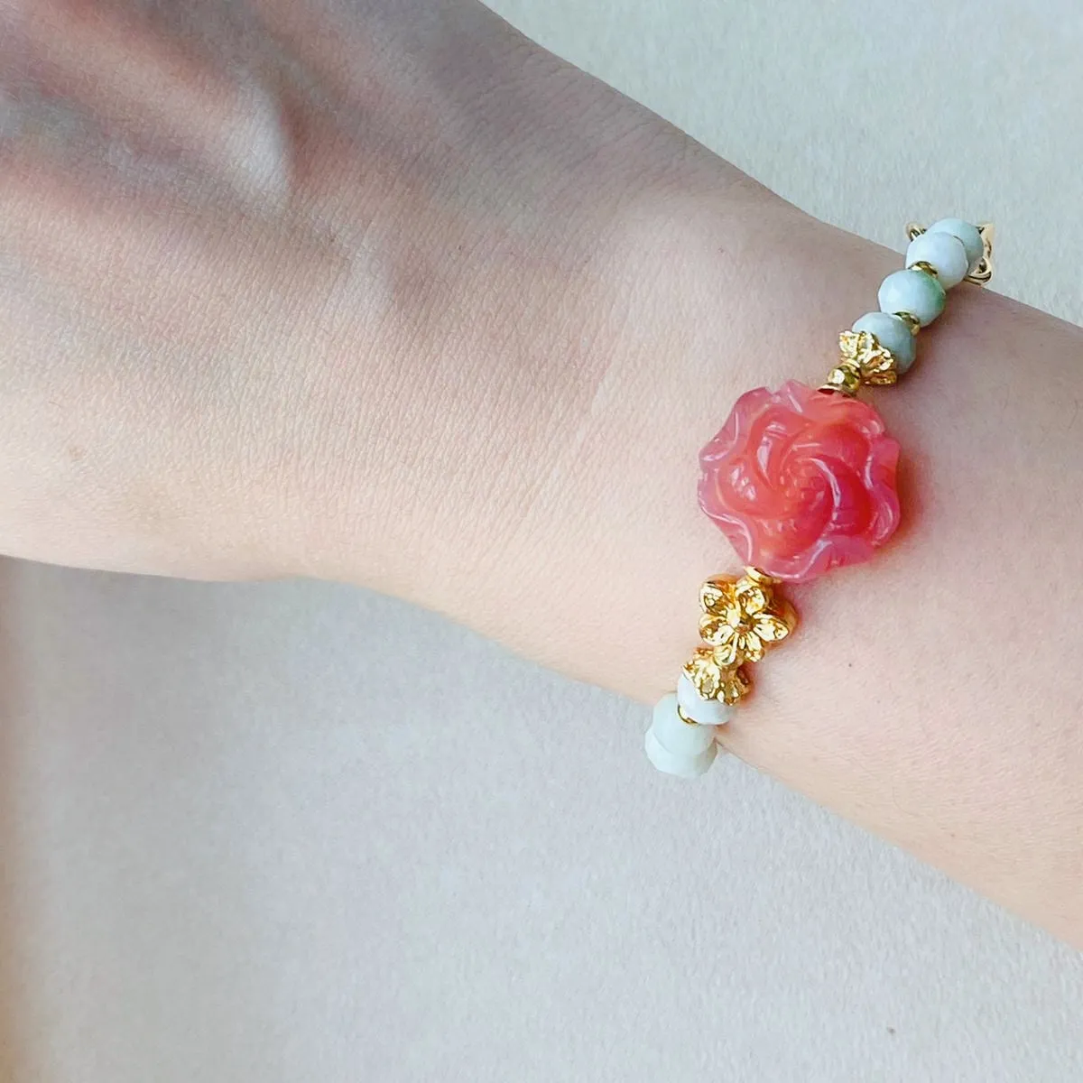 Rose Agate & Jade Bracelet