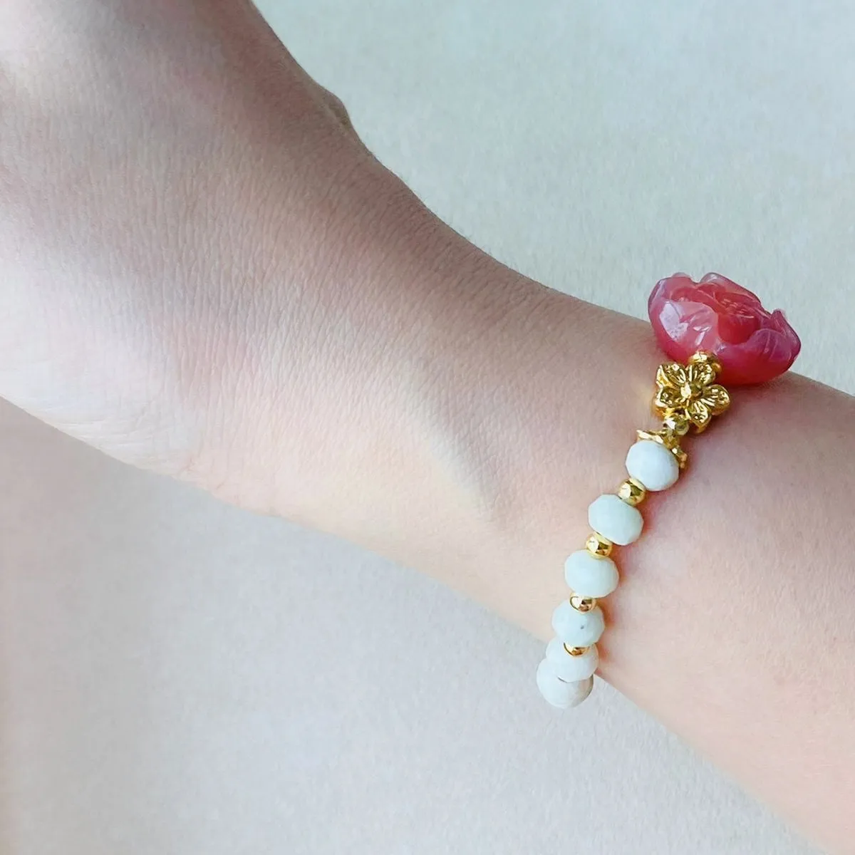 Rose Agate & Jade Bracelet