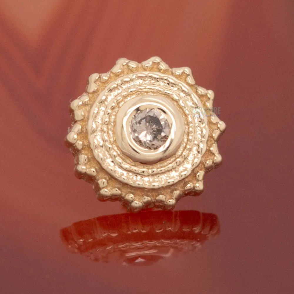 Round Afghan Threaded End in Gold with Champagne Diamond