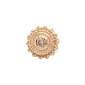 Round Afghan Threaded End in Gold with Champagne Diamond