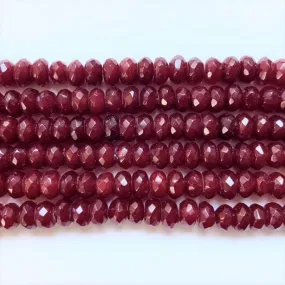 Ruby Jade Dyed Faceted Rondelle 10mm