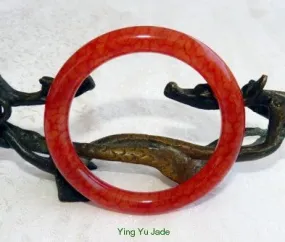 Sale-Chicken Blood Red Classic Round Jade Bangle Bracelet 56 mm (NJ-2663)