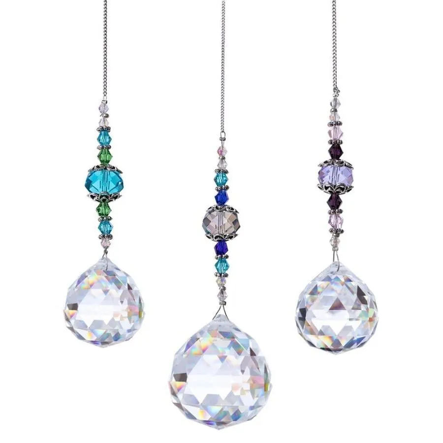 Set of 3 Crystal Ball Suncatchers