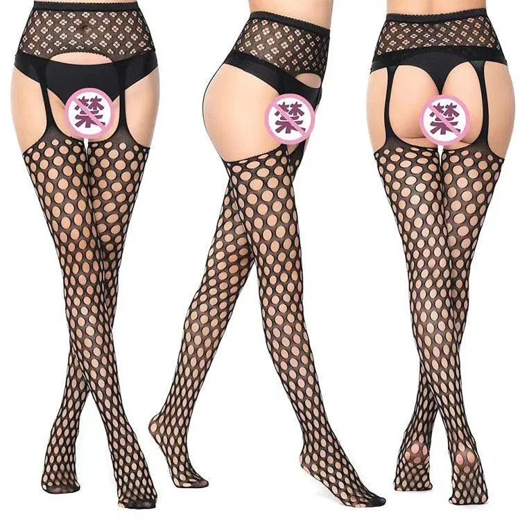 Sexy Rhinestone Fishnet Pantyhose and Printed Lace Stockings