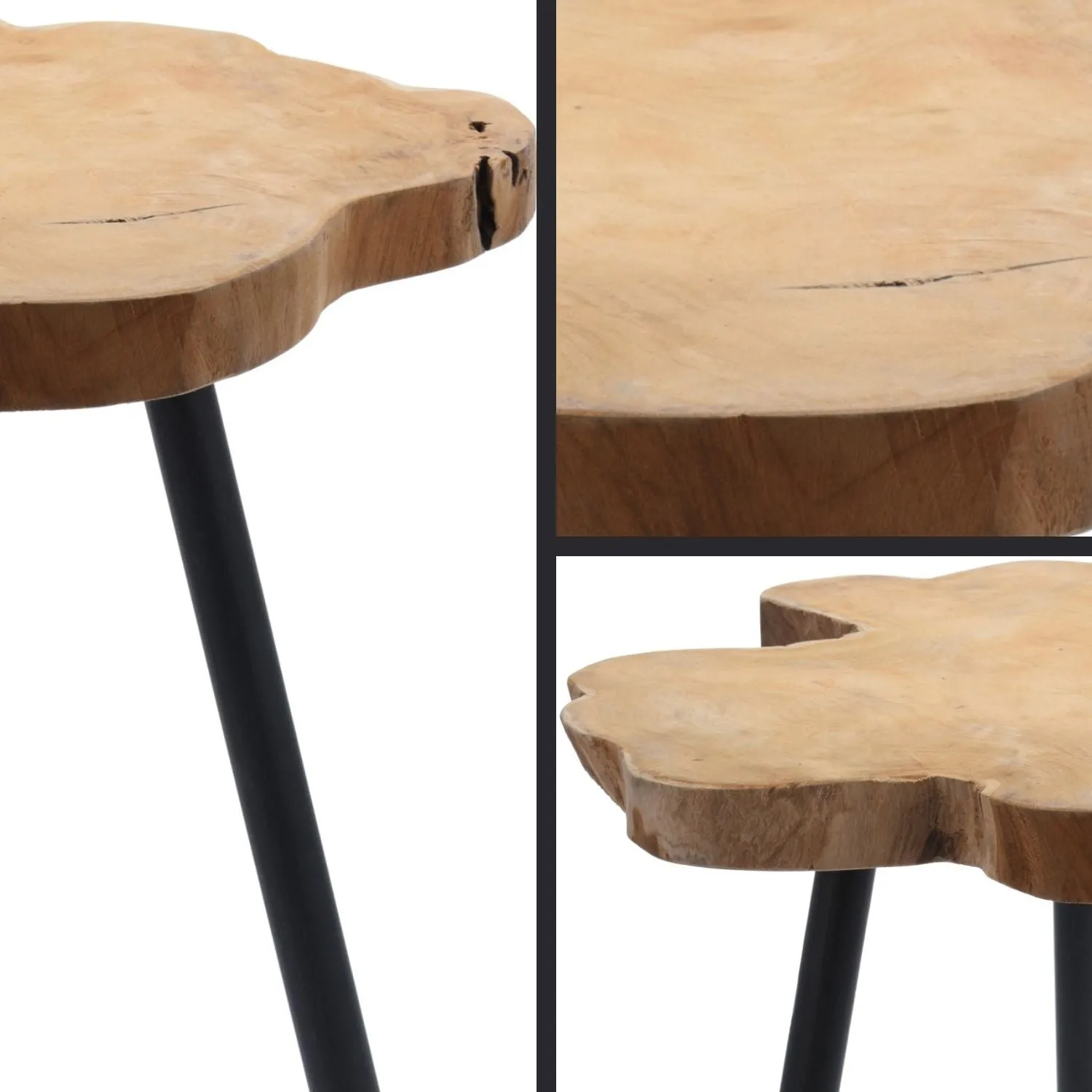 Side Table - Teak - Metal Legs