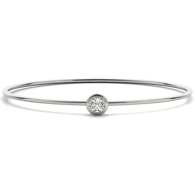 Single Bezel Flexible Wire Moissanite Bangle