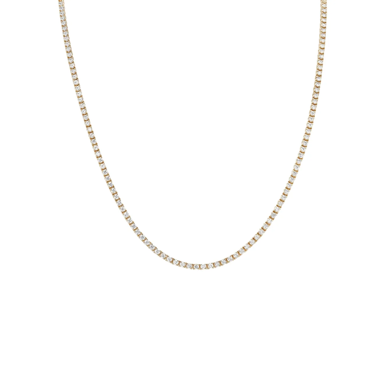 Small 14K Gold and Diamond Tennis Necklace 4-Prong Setting