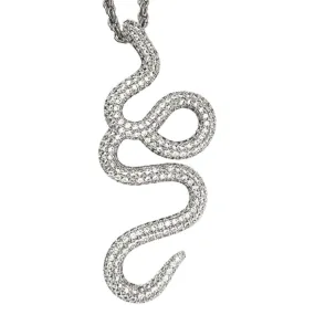 Snake CZ Bling Bling Pendant in Rhodium