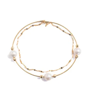 Snap On Gold and Akoya Pearl Bangle