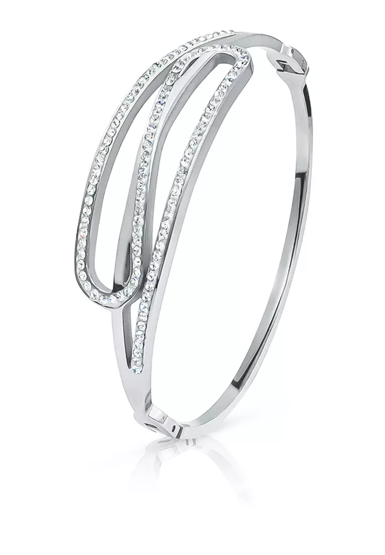 SO SEOUL Harper Intertwined with Austrian Crystal Hinged Bangle