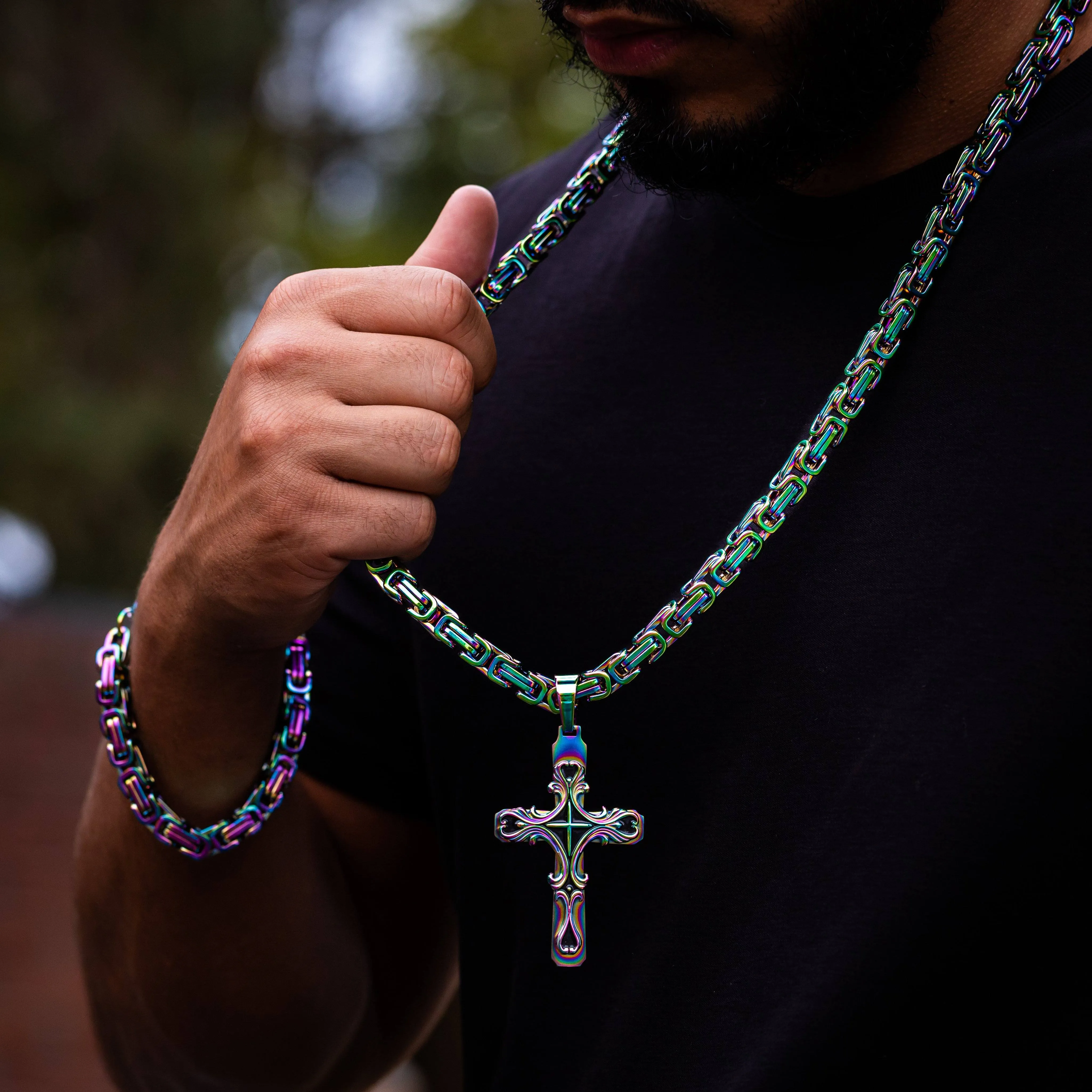 Spectrum Tribal Cross Necklace