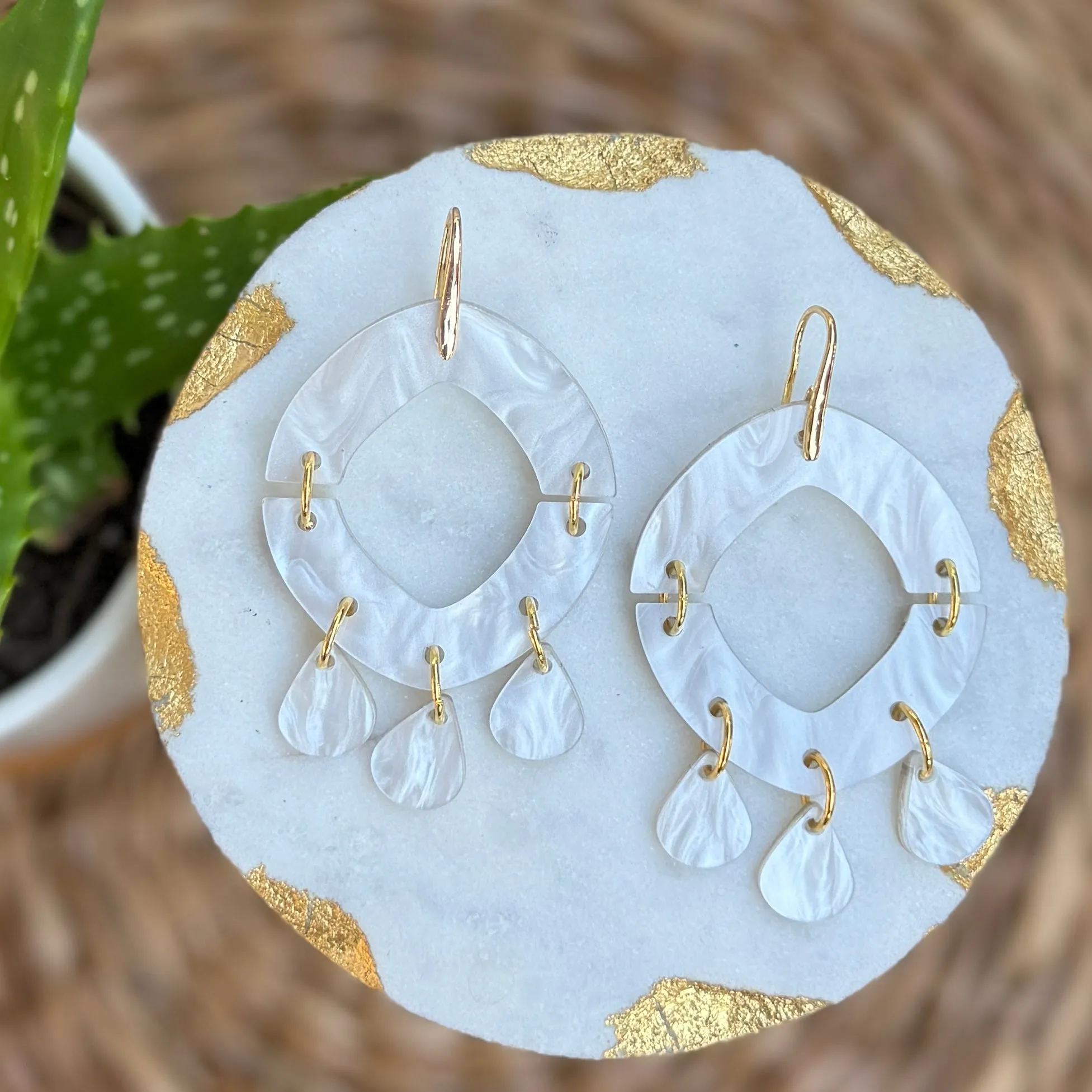 Split Drops - Pearl - Acrylic Earrings