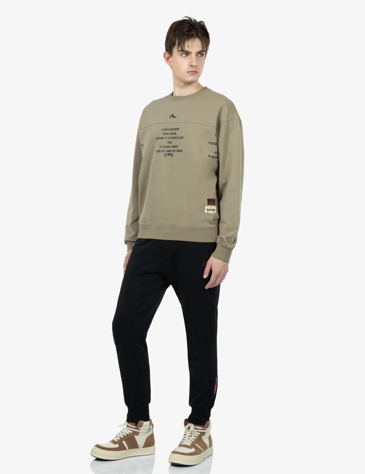 Spray-effect Godhead Print Sweatshirt with Seagull Embroidery