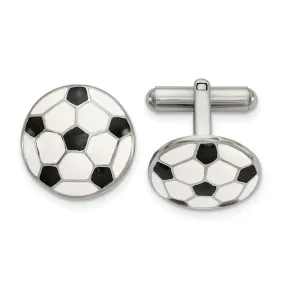 Stainless Steel & Enameled Soccer Ball Cuff Links, 17mm (5/8 Inch)