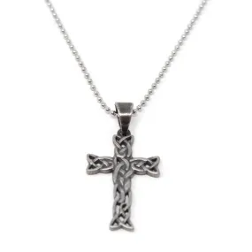 Stainless Steel Ball Chain With Celtic Cross Pendant