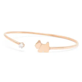 Stainless Steel Bangle Dog CZ Rose Gold Plated