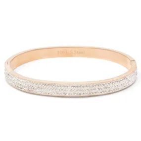 Stainless Steel Crystal Pave Band Bracelet Rose Gold Plated