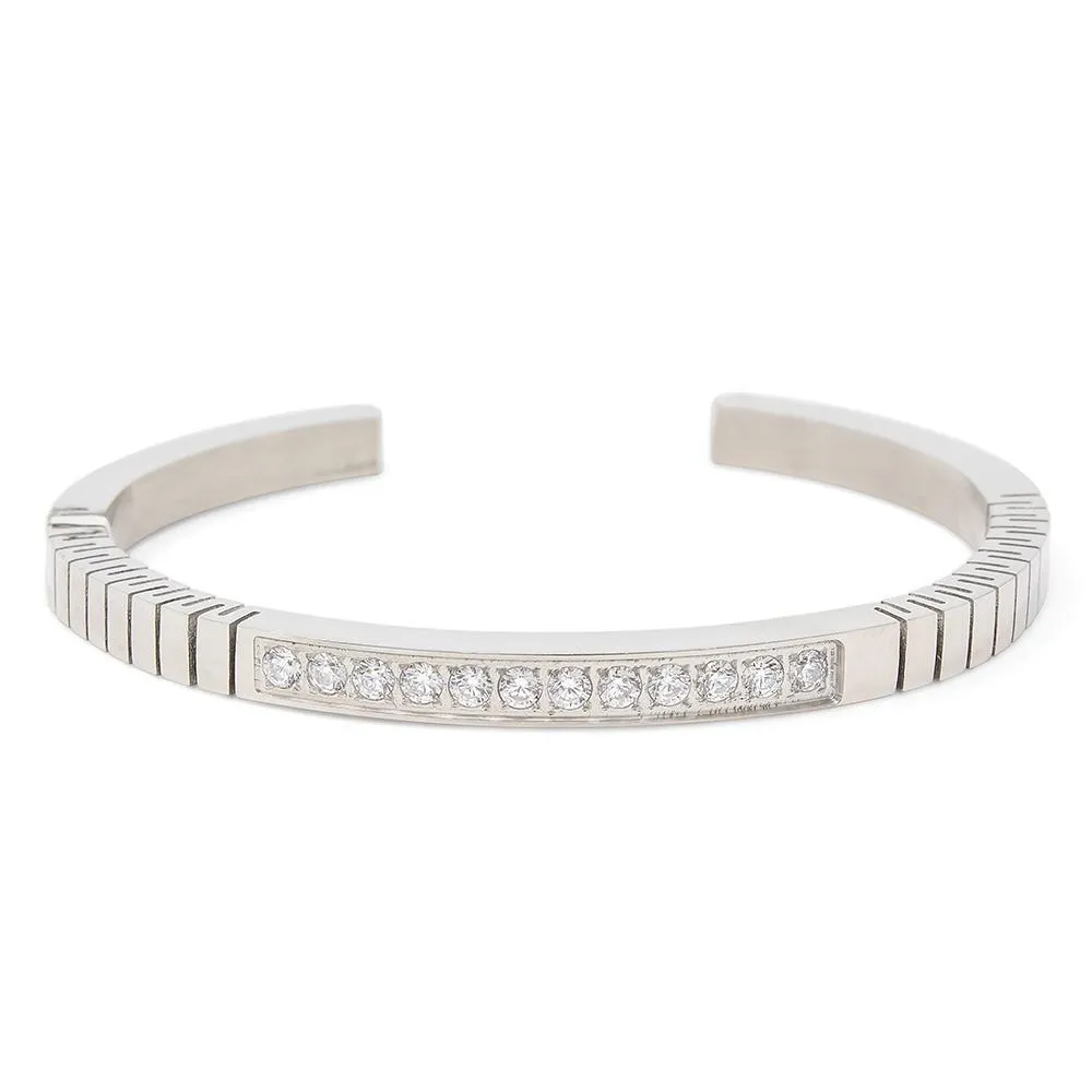 Stainless Steel Pave Crystal Flex Bracelet