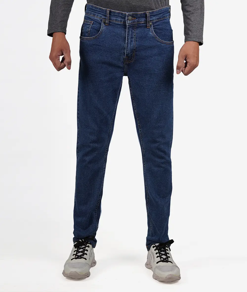 Stretch Blue Jeans For Mens - Tapered Fit Denim Pant