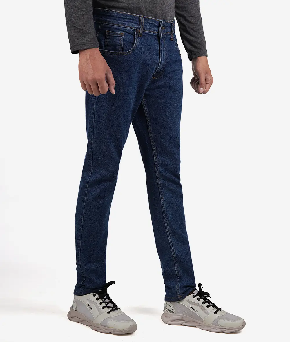 Stretch Blue Jeans For Mens - Tapered Fit Denim Pant