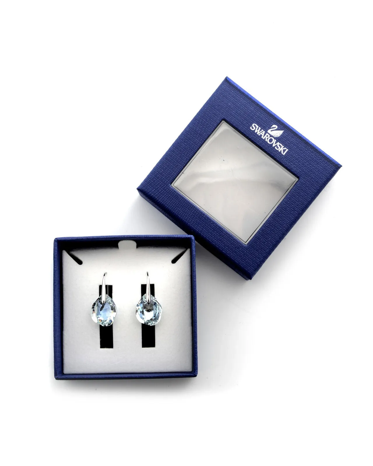 Swarovski ENLUMINE EARRINGS, Light Azore, Rhodium -5186446