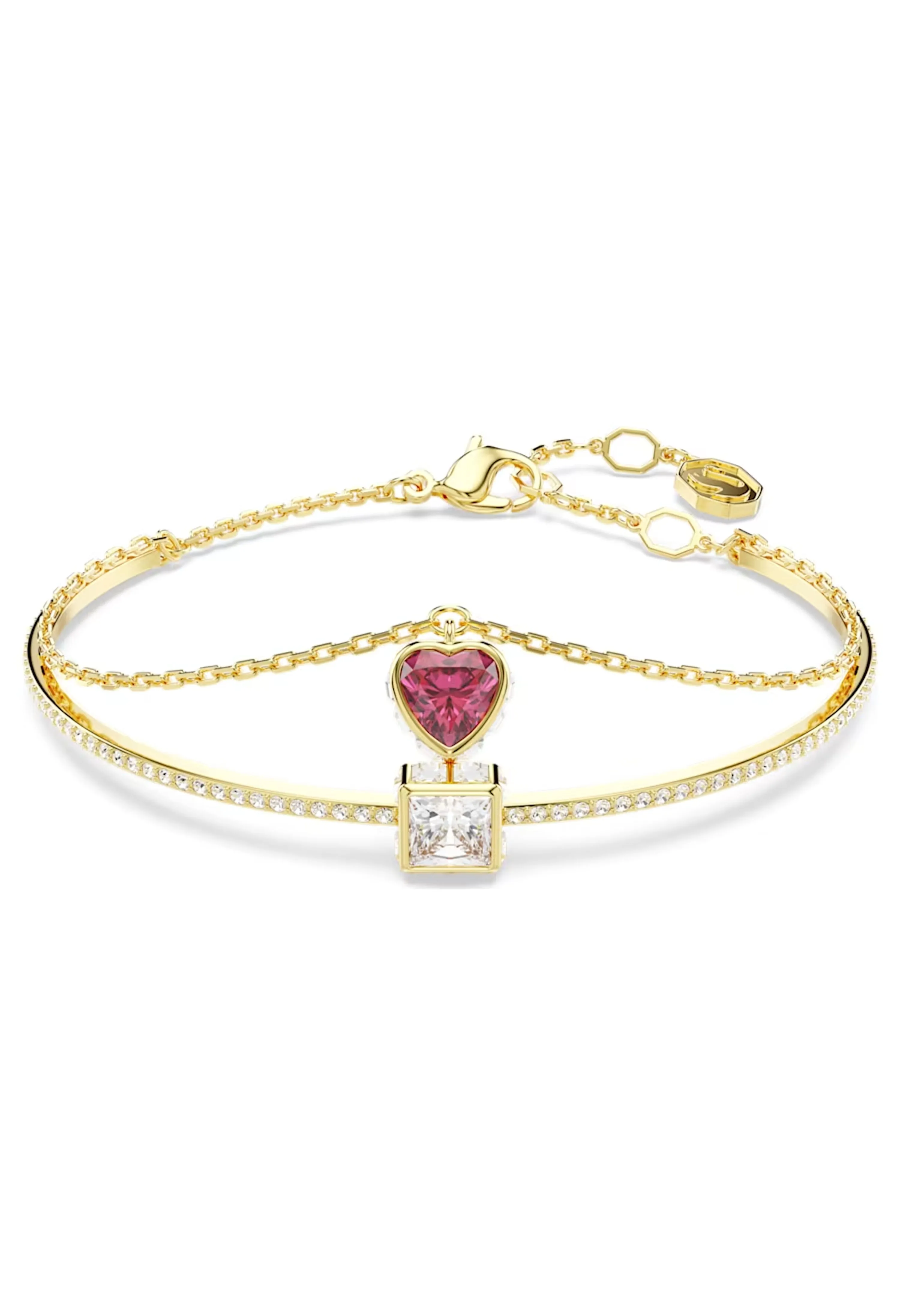 Swarovski Heart Red Stilla Bangle Gold Plated