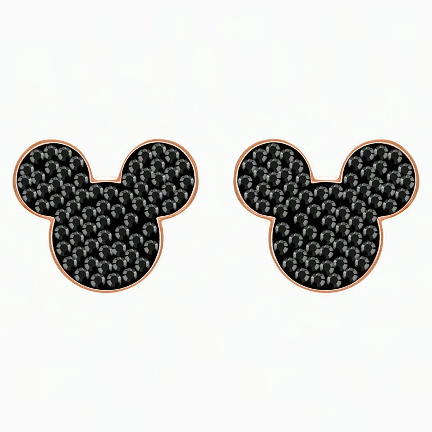 Swarovski MICKEY & MINNIE PIERCED EARRINGS, Black, Rose Gold Tone -5435137