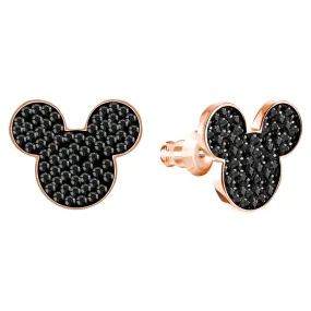 Swarovski MICKEY & MINNIE PIERCED EARRINGS, Black, Rose Gold Tone -5435137